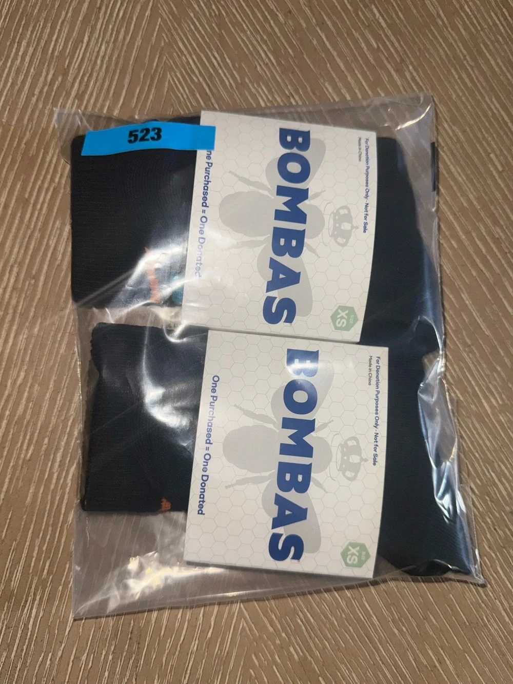 Bombas Youth XS Black Athletic Crew Socks with Blue & Orange Accents 2 Pack NWT
